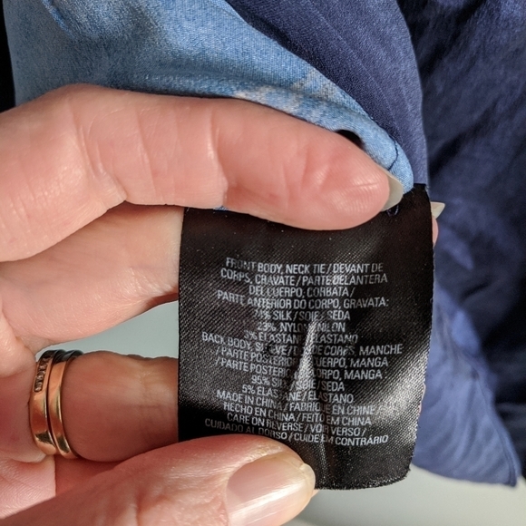 elie TAHARI silk blend neck tie blouse blue small - Picture 5 of 6